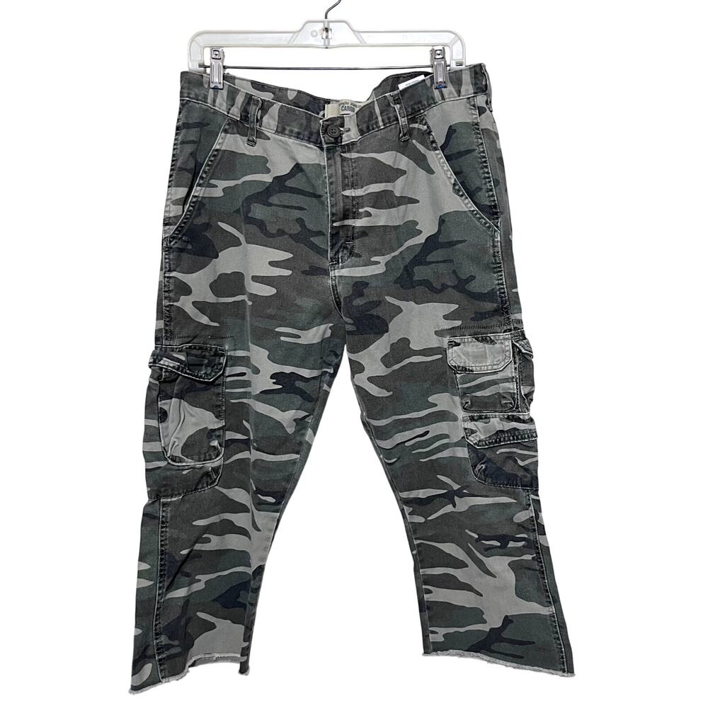 Wrangler Cargo Pants Camo Cropped Men's 34x20 Cut off raw hem